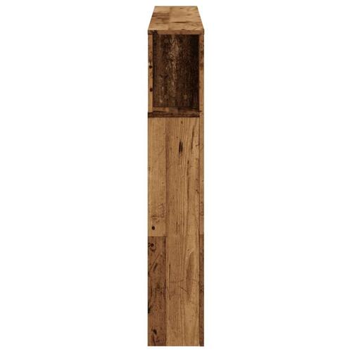 Sengegavl med LED 140x18,5x103,5 cm konstrueret træ antikt træ