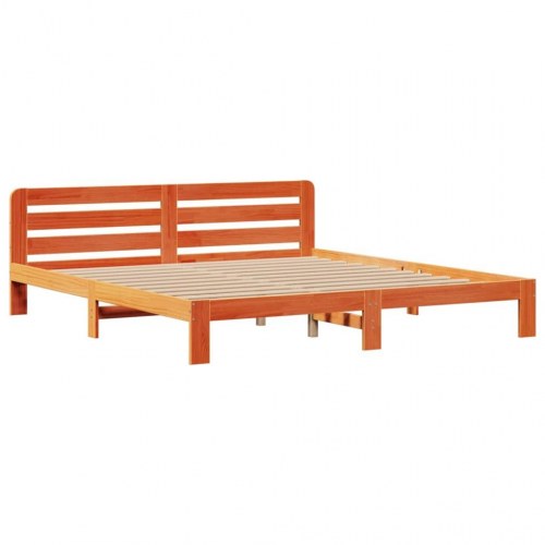 Seng med reol uden madras 200x200cm massivt fyrretræ gyldenbrun