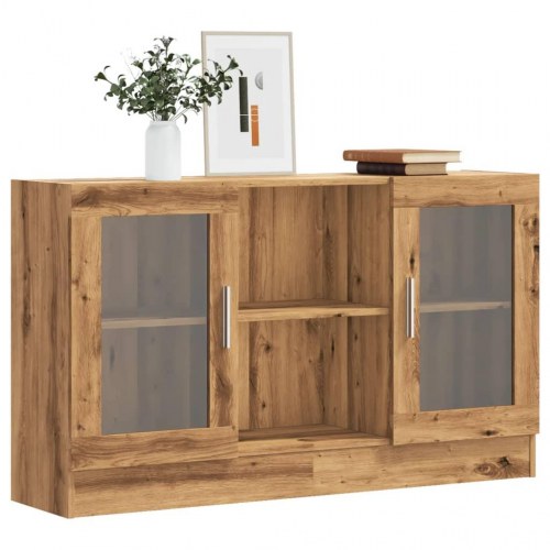 Skænk 120×30,5×70 cm i konstrueret træ - kunsteg med glaslåger
