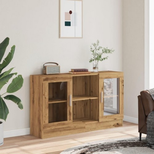 Skænk 120×30,5×70 cm i konstrueret træ - kunsteg med glaslåger