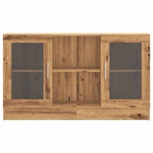Skænk 120×30,5×70 cm i konstrueret træ - kunsteg med glaslåger