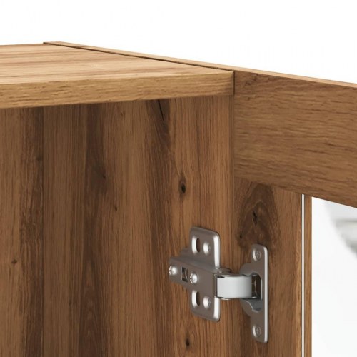 Skænk 120×30,5×70 cm i konstrueret træ - kunsteg med glaslåger