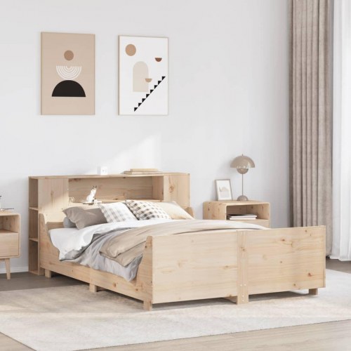 Sengeramme 160x200 cm i massivt fyrretræ med opbevaring