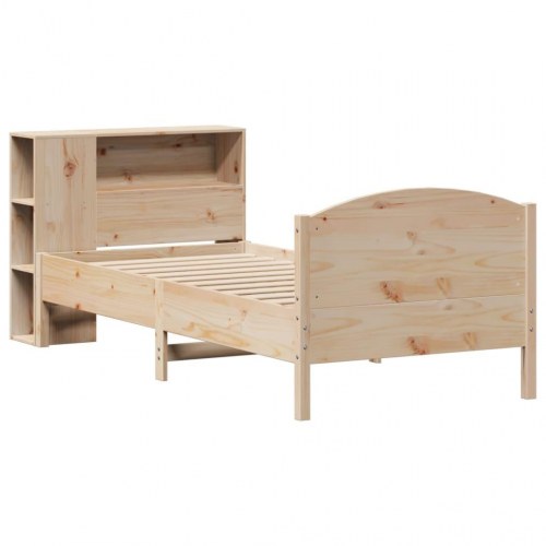 Seng med reol uden madras 75 x 190 cm - massivt fyrretræ