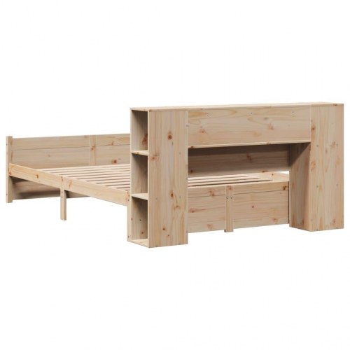 Seng med reol uden madras 135x190 cm - massivt fyrretræ