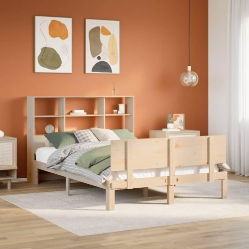Seng med reol uden madras 160x200 cm massivt fyrretræ