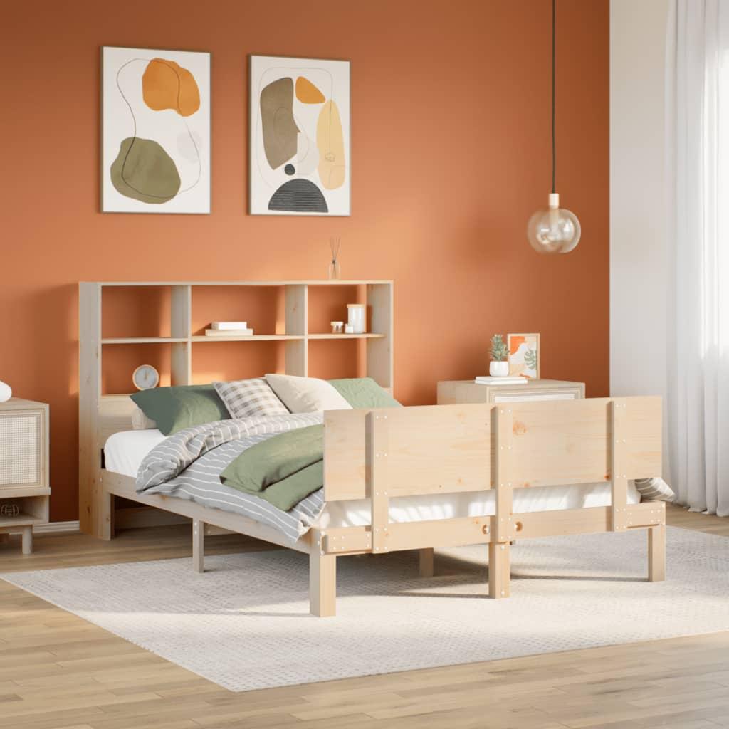 Seng med reol uden madras 160x200 cm massivt fyrretræ