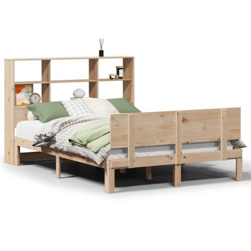Seng med reol uden madras 160x200 cm massivt fyrretræ