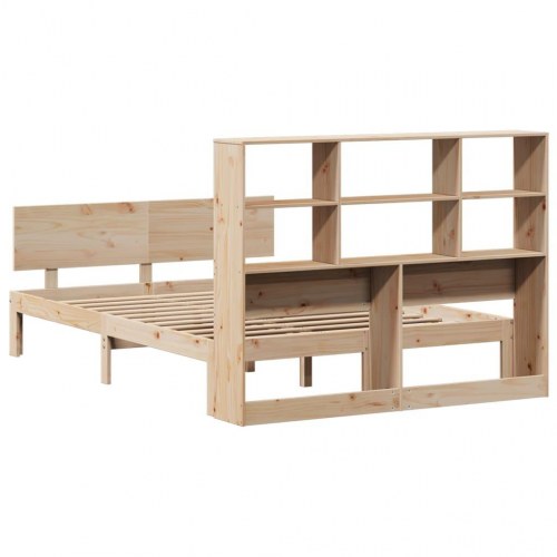 Seng med reol uden madras 160x200 cm massivt fyrretræ