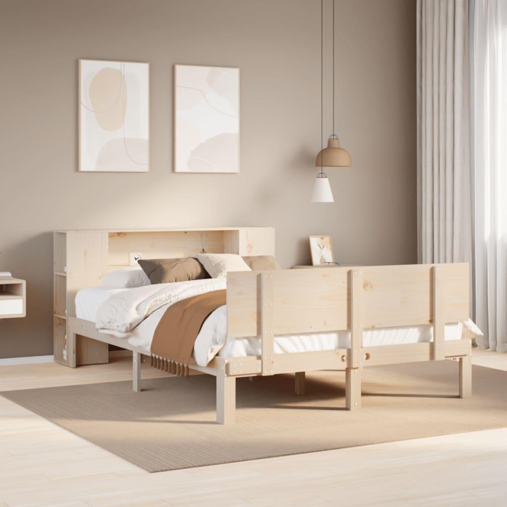 vidaXL seng med reol uden madras 135x190 cm massivt fyrretræ