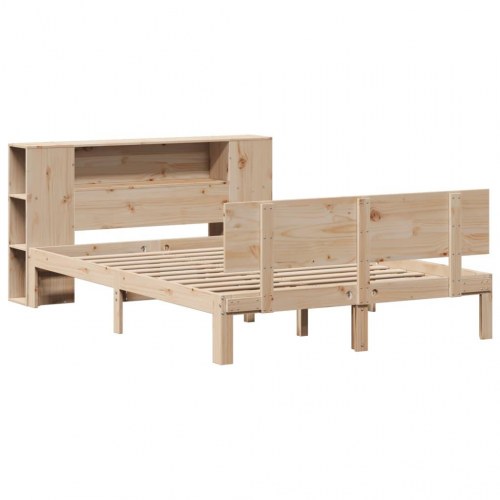 Seng med reol uden madras 135x190 cm i massivt fyrretræ
