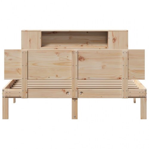 Seng med reol uden madras 135x190 cm i massivt fyrretræ