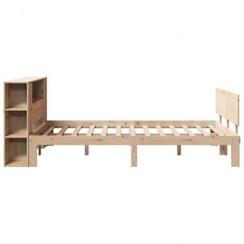 Seng med reol uden madras 135x190 cm i massivt fyrretræ