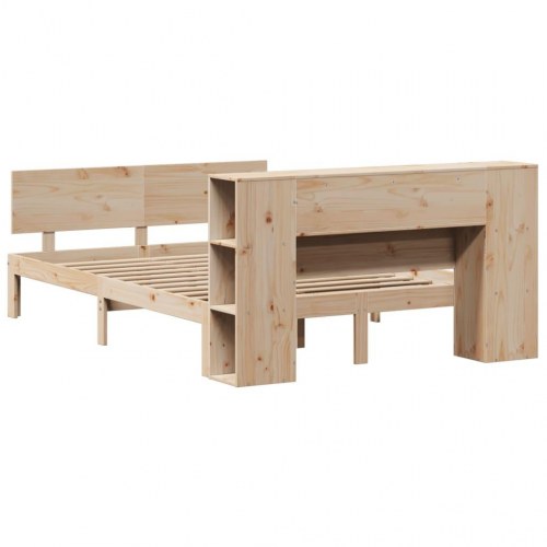 Seng med reol uden madras 135x190 cm i massivt fyrretræ