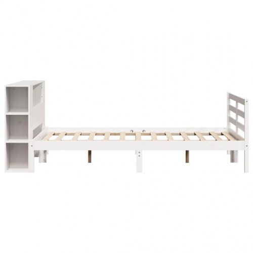 Seng med reol uden madras 120x200 cm massivt fyrretræ hvid