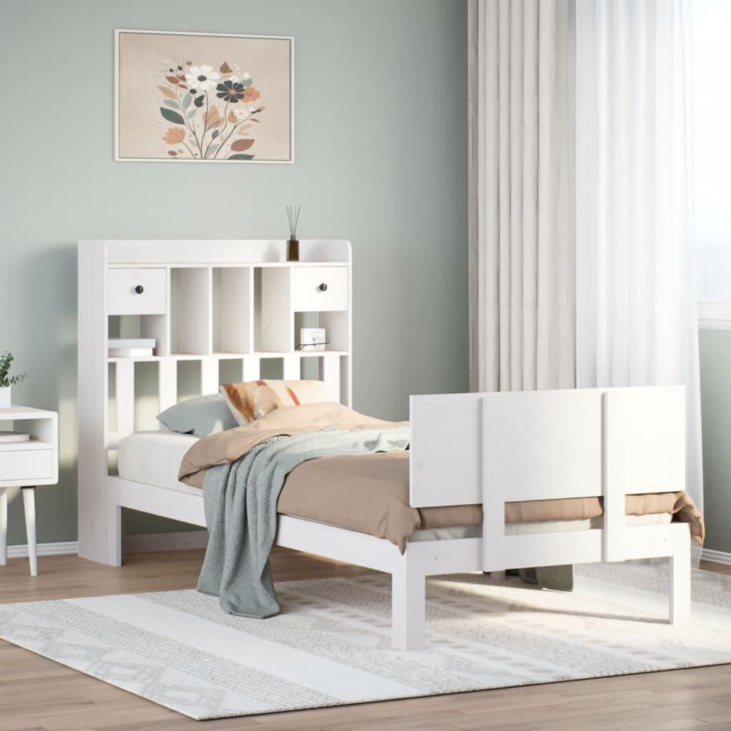 vidaXL seng med reol uden madras 90x190 cm massivt fyrretræ hvid