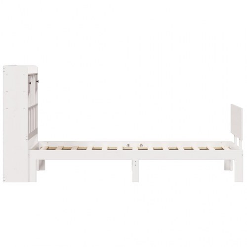 Seng med reol 90x200 cm - massivt fyrretræ, hvid (uden madras)