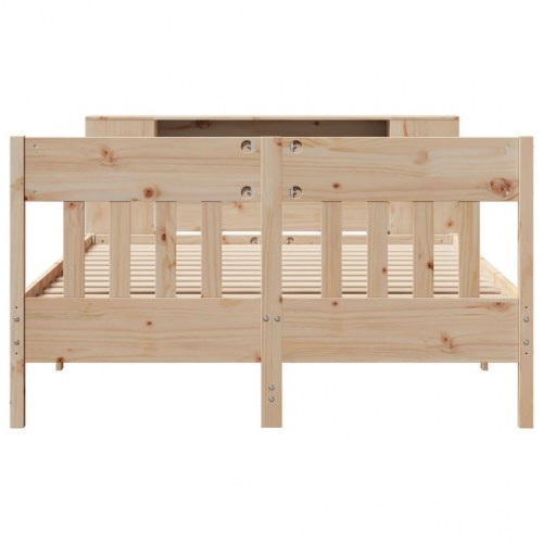 Seng med reol uden madras 120x200 cm massivt fyrretræ