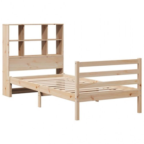 Seng med reol uden madras 90x200 cm massivt fyrretræ