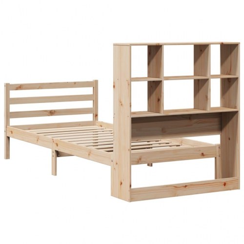 Seng med reol uden madras 90x200 cm massivt fyrretræ