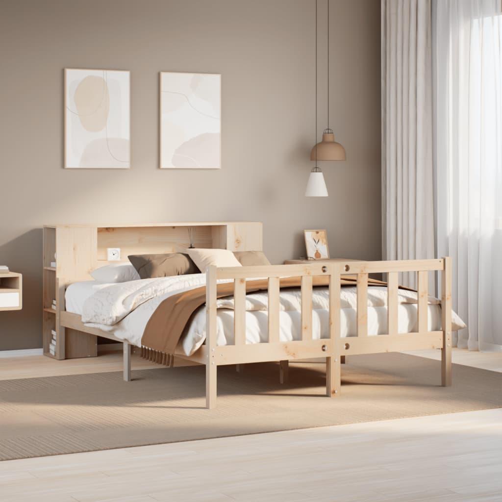 Seng med reol 160x200 cm i massivt fyrretræ - uden madras