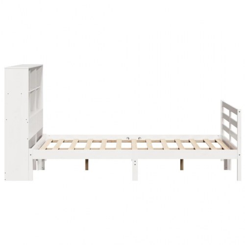 Seng med reol uden madras 120x200 cm massivt fyrretræ hvid