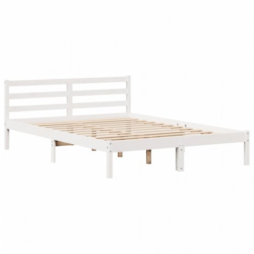 Seng med reol uden madras 120x200 cm massivt fyrretræ hvid