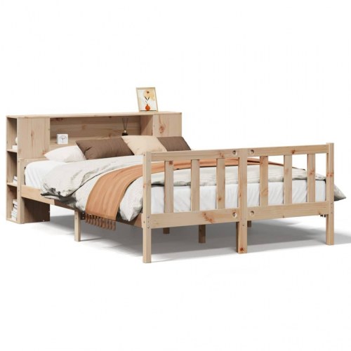 Seng med reol uden madras 120x190 cm massivt fyrretræ