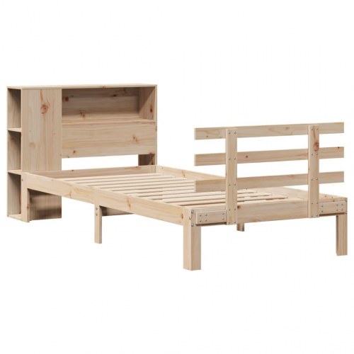 Seng med reol uden madras 100x200 cm massivt fyrretræ