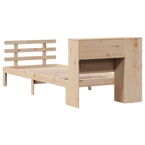 Seng med reol uden madras 100x200 cm massivt fyrretræ