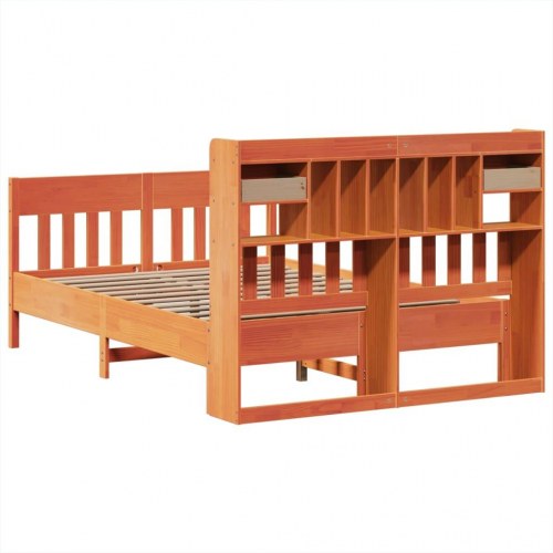 Sengeramme uden madras 140x200 cm - massivt fyr, gyldenbrun med opbevaring
