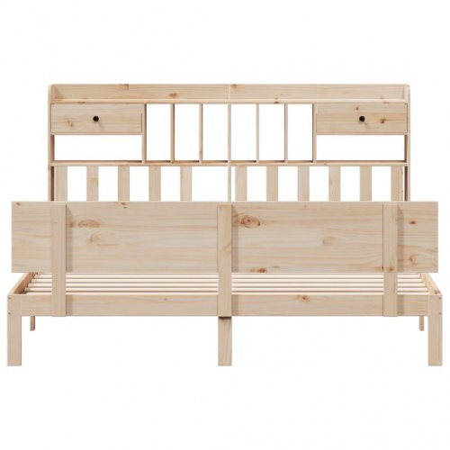 Seng med reol uden madras 200x200 cm massivt fyrretræ