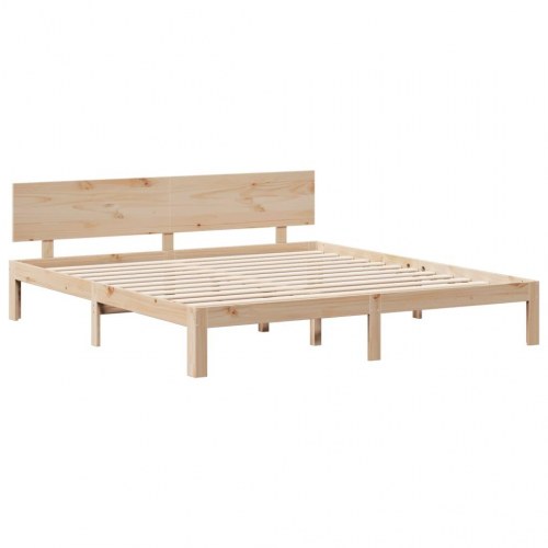 Seng med reol uden madras 200x200 cm massivt fyrretræ