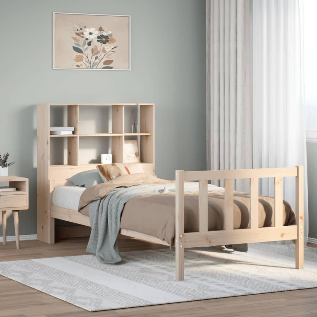 Seng med reol uden madras 100x200 cm massivt fyrretræ
