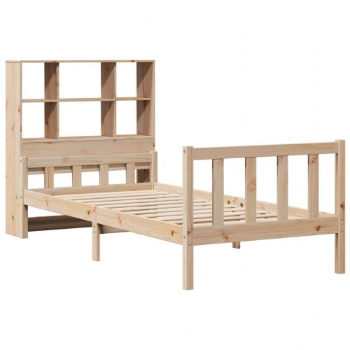 Seng med reol uden madras 100x200 cm massivt fyrretræ