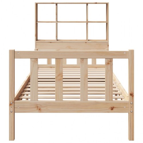 Seng med reol uden madras 100x200 cm massivt fyrretræ