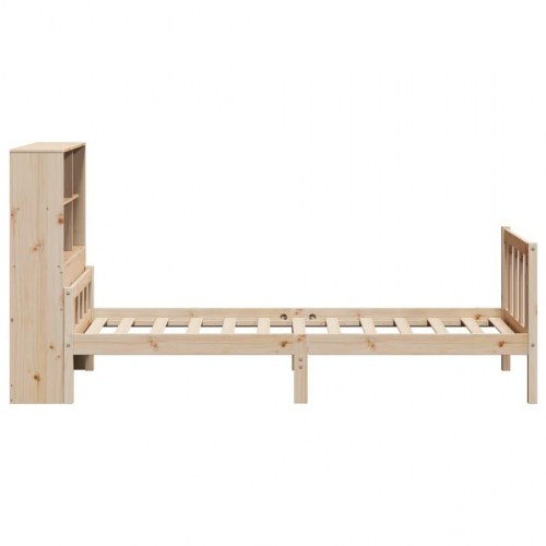 Seng med reol uden madras 100x200 cm massivt fyrretræ