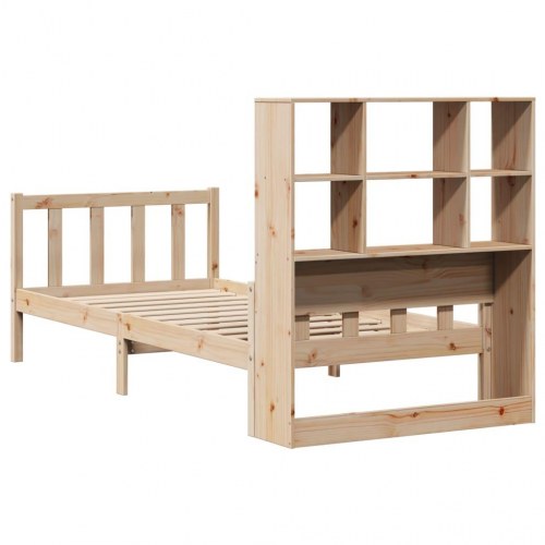 Seng med reol uden madras 100x200 cm massivt fyrretræ