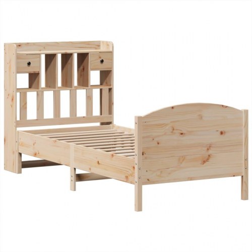 Seng med reol uden madras 90x190 cm massivt fyrretræ