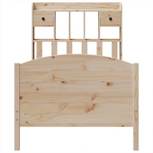 Seng med reol uden madras 90x190 cm massivt fyrretræ