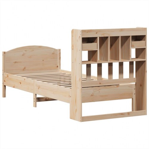 Seng med reol uden madras 90x190 cm massivt fyrretræ