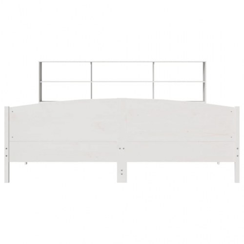 Seng med reol 180x200 cm - massivt fyrretræ, hvid (uden madras)
