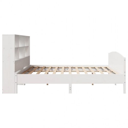 Seng med reol 180x200 cm - massivt fyrretræ, hvid (uden madras)