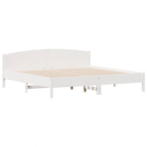 Seng med reol 180x200 cm - massivt fyrretræ, hvid (uden madras)