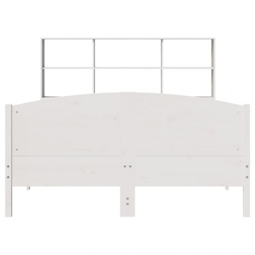 Seng med reol 140x190 cm - massivt fyrretræ, hvid