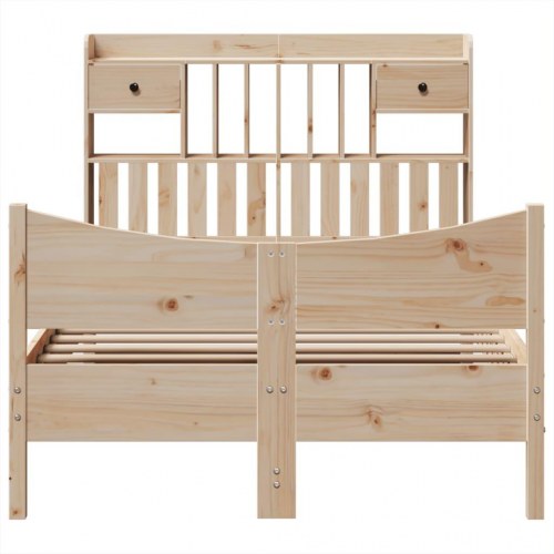 Sengeramme med opbevaring 135x190 cm - massivt fyrretræ, hvid
