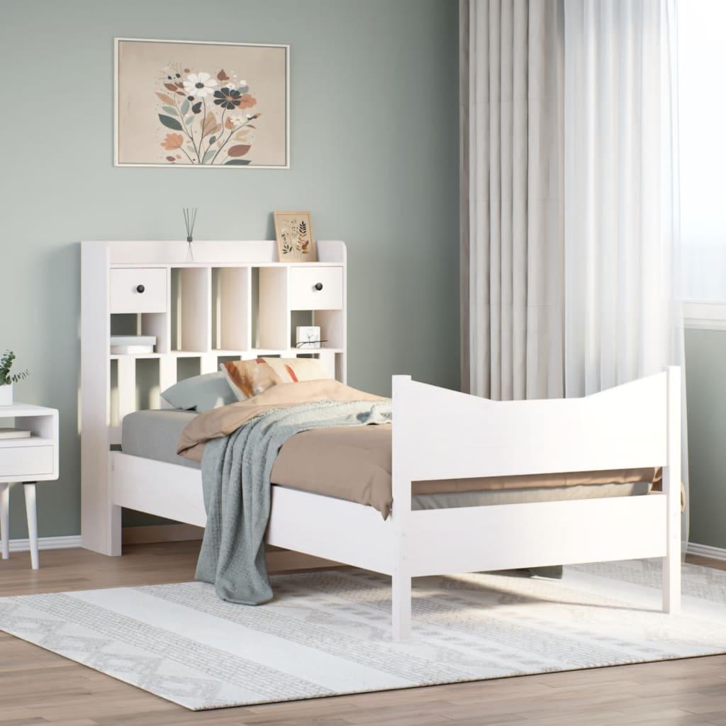 Sengeramme uden madras 100x200 cm massivt fyrretræ hvid