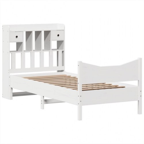 Sengeramme uden madras 100x200 cm massivt fyrretræ hvid