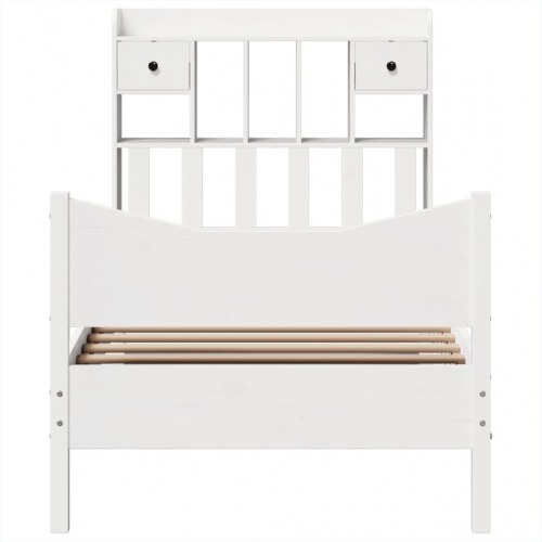 Sengeramme uden madras 100x200 cm massivt fyrretræ hvid