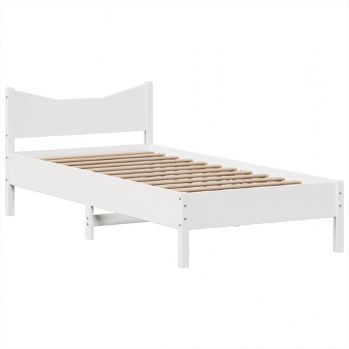 Sengeramme uden madras 100x200 cm massivt fyrretræ hvid